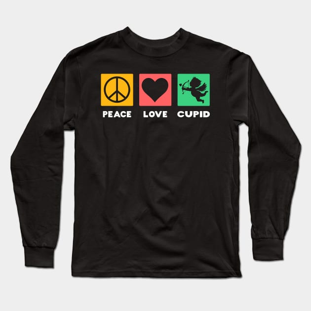 Peace Love Cupid Long Sleeve T-Shirt by MZeeDesigns